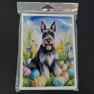 Whimsical A7 Size 5x7 Blank <b>Note</b> <b>Cards</b> Pack of 8 Easter Egg Hunt Schnauzer <b>Greeting</b> <b>Cards</b> with Envelopes - Product Image 3