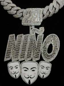 Colgante de Lujo con Letra VVS de Moissanita, Joyería Hip Hop Personalizada de Plata 925, de Moda, con Baño de Rodio Certificado para Hombres - Product Image 3