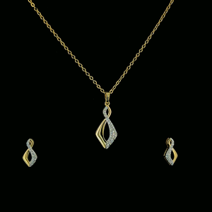 Ensemble collier et boucles d'oreilles en diamant cultivé en laboratoire, plaqué or, ensemble de bijoux en diamant torsadé, élégant ensemble de bijoux de mariée en diamant - Product Image 1
