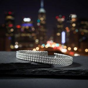 Luxury Multi-Row Tennis Bracelet, 3-Row <b>Silver</b> Tone Cubic Zirconia Chain <b>for</b> <b>Men</b> - Product Image 2