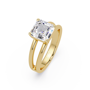 Anillos de Lujo de Oro Puro de 14K con Corte Asscher, Diamante Cultivado en Laboratorio de 2.00 Ct, Certificado IGI, Anillos de Compromiso con Vástago Ancho, Anillos de Boda - Product Image 2
