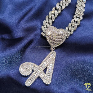 Pendentif en moissanite avec initiale « K », collier hip-hop, chaîne personnalisée avec lettres brillantes, bijoux pour homme - Product Image 6