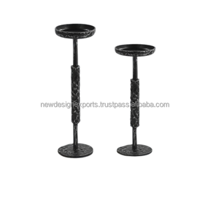Modern Heritage Silver <b>Taper</b> Stands – Forged Aluminum Sculpture – Verified Export - Product Image 3