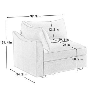 Divano LSF in Velluto Grigio per Soggiorno - Product Image 2