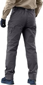 Men's Khaki Tactical Cargo Pants High Waist Multiple <b>Pockets</b> Breathable Workwear Style Canvas Material Spring Outdoor <b>Trousers</b> - Product Image 2