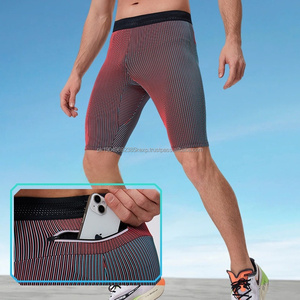 Shorts de sport pour homme, solides, haute élasticité, séchage rapide, pantalon de compression pour l'entraînement, marathon, taille mi-haute, fermeture à cordon - Product Image 1