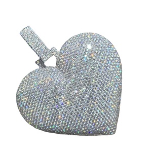 Pendentif personnalisé en forme de cœur avec diamant de laboratoire de qualité, plaqué or argent 925, taille brillant, VVS, bijoux haut de gamme, cadeau - Product Image 1