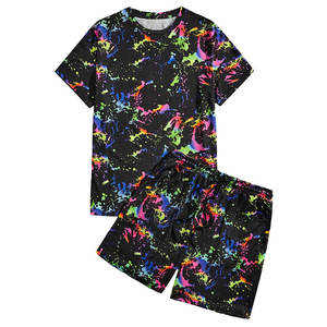 Ensemble de vêtements de sport pour hommes en tissu éponge d'été, t-shirt et short, séchage rapide, haute qualité, 100% coton - Product Image 1