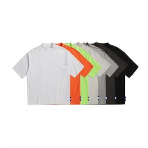 T-shirt de luxe épais à col montant noir en coton uni pour homme, t-shirt unisexe vierge personnalisable - Product Image 4