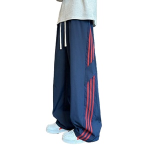 100% Poly Loose Fit Athleisure Sports Trousers Korean Style Streetwar Joggers Hip Hop Dance Wide Leg Fashion Track <b>Pants</b> For <b>Men</b> - Product Image 4