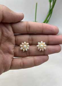 Double Strand Pink Freshwater <b>Pearl</b> <b>Necklace</b> <b>Set</b> Floral Cluster Earrings Bridal <b>Pearl</b> Jewelry <b>Set</b> Custom Wholesale B2B - Product Image 2