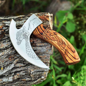 Hacha Tomahawk Hecha a Mano con Hoja de Acero al Carbono y Mango de Madera, Diseño Vikingo, Hacha para Cortar Pizza de 7 Pulgadas de Largo, Suministros UA - Product Image 6