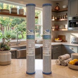Cartouche de filtre à charbon actif de 20 pouces pour purificateur sous évier, conforme aux normes de sécurité des eaux commerciales, installation facile en DIY - Product Image 1