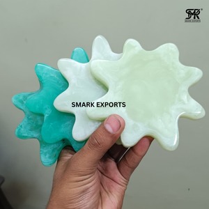 Designer Resin Craft Coaster Set Green <b>White</b> Marble Art Pattern Handmade Luxury Drink Mats for Home Decor - Product Image 3