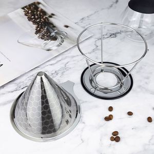 เครื่องชงกาแฟแบบพกพาไร้กระดาษ ใช้กรองแบบหยดช้า ทำจากสแตนเลส 304 พร้อมตะแกรงกรองละเอียดสองชั้น รูปทรงกรวย พร้อมขาตั้ง - Product Image 3