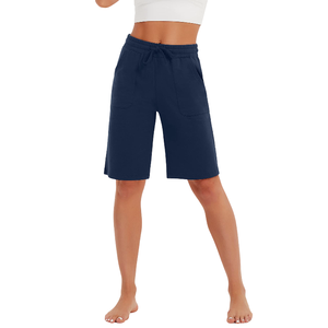 Women's Cotton Shorts Solid Color <b>Drawstring</b> Waist Loose Fit Casual Wear with Pockets Mid Rise Knitted Breathable Stylish Shorts - Product Image 6