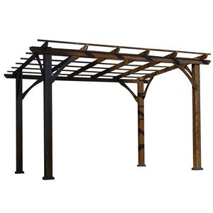 12' X 10' Brown Outdoor Wood <b>Pergola</b> Grape <b>Gazebo</b> <b>Pavilion</b> for Garden Patio Backyard Deck Climbing Plant Support - Product Image 6