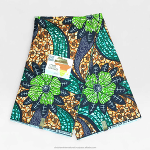 Pink Green Yellow African Wax Print Ankara Fabric Geometric Pattern Textile for Women <b>Dresses</b> Fashion Sewing Apparel - Product Image 6