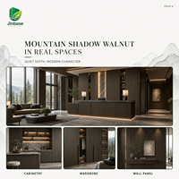 Panneau MDF de première qualité Jinbase Mountain Shadow Walnut 18 mm, placage bois, mélaminé, résistant à l'humidité, E0, 1220x2440 mm, pour hôtel