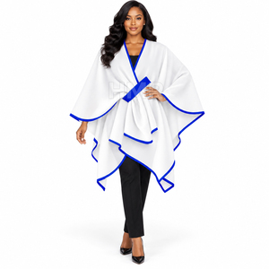 HMR Sorority Sisterhood Knitted Wool <b>Cardigan</b> <b>Coat</b> Ladies Elegant Loose Cape Shawl Solid Color Half Sleeve Poncho - Product Image 1