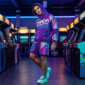 Custom Fleece Oversized Hoodie & Sweat Shorts <b>Set</b> | 2 <b>Piece</b> <b>Two</b> <b>Piece</b> Hoody Tracksuit - Product Image 2