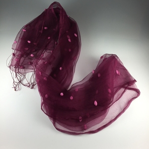 Pañuelo de Organza Jacquard de Seda Fina 100% Pura, Elegante, Largo, con Diseño de Puntos Morados, para Mujer, Primavera, Accesorio de Moda, Suave al Tacto - Product Image 4
