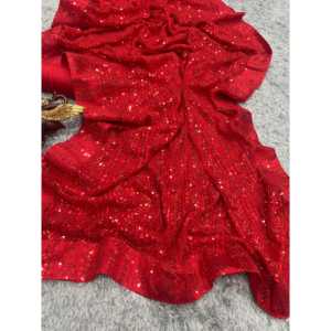 Sari de soirée de créateur avec de magnifiques broderies de sequins pour les fêtes - Product Image 2