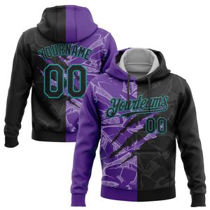Sudadera con Capucha Personalizada para Hombre, Diseño de Grafiti Morado y Negro, Sublimación, Poliéster, Ropa Deportiva Informal para Otoño - Product Image 2