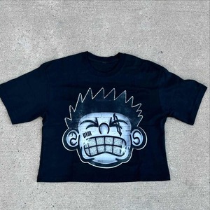 Custom Logo 200gsm Terry Streetwear Box Cut Tee Heavyweight <b>Cropped</b> <b>Top</b> Print Graphic Polyester/Cotton Oversized Boxy Fit - Product Image 1