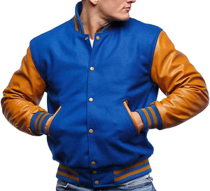 Best Selling High Street Plain Dyed <b>Men's</b> Jacket Embroidery <b>Men</b> College Leather Sleeves Custom Baseball Letterman Varsity Jacket - Product Image 3