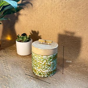 Handmade Mother of Pearl Inlaid <b>Bamboo</b> Storage Jar Natural <b>Bamboo</b> Decorative <b>Container</b> with Lid for Home Kitchen Gift Use - Product Image 6