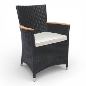 Chaise de jardin moderne en rotin PE avec accoudoirs en teck et coussin imperméable pour l'école et les parcs - Product Image 4