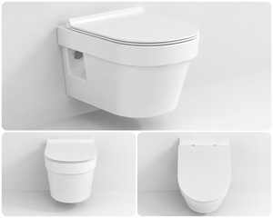 Inodoro de cerámica de una pieza con descarga Tornado, montado en la pared, asiento de cierre suave, sifón en P, ecológico, moderno, para apartamento - Product Image 4