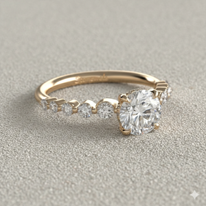 Anillo de Compromiso con Diamante Cultivado en Laboratorio Stonewels, Oro de 14K, Corte Graduado, Piedra Lateral Certificada, para Fabricante de Joyería de Lujo Personalizada - Product Image 2