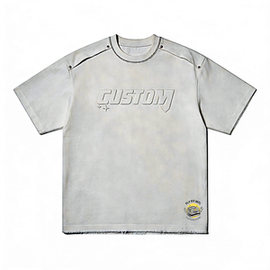 เสื้อยืดผู้ชายผ้าเทอร์รี่ถักเนื้อนุ่ม ระบายอากาศได้ดี ทรงโอเวอร์ไซส์ คอโอเวอร์  ผ้าฝ้าย 100% 260GSM  ล้างสีแบบแอซิดวอช  พร้อมปักโลโก้ตามสั่ง - Product Image 4