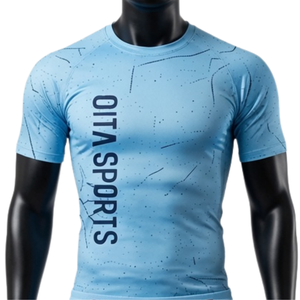 Ensemble T-shirt et short de compression pour homme bleu ciel et marine, séchage rapide, extensible, pour fitness, gym, entraînement, course à pied, sport - Product Image 3