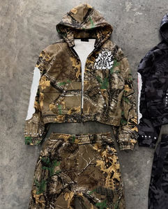 Conjunto de Sudadera y Pantalones Deportivos de Felpa Tejida Vintage Personalizada para Hombre, Corte Ajustado, 100% Algodón, Cuello de Doble Capa - Product Image 4