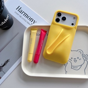 Funda <span class=keywords><strong>de</strong></span> silicona estilo Rhold con soporte integrado para brillo labial, cubierta estética <span class=keywords><strong>de</strong></span> bolsillo para maquillaje, para cosméticos con tinte <span class=keywords><strong>de</strong></span> péptidos, funda para móvil. - Product Image 1