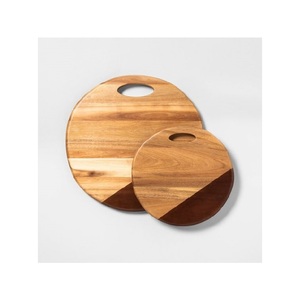 Planche à découper ronde en bois avec poignée, planche de cuisine naturelle pour légumes, fromage et préparation culinaire - Product Image 4
