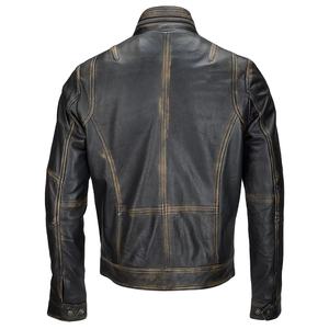 Chaqueta de Motociclista de Cuero Genuino para Hombre en Negro/Marrón/Marrón Desgastado, Chaqueta de Cuero de Cordero para Motocicleta para Hombre 2026 - Product Image 4