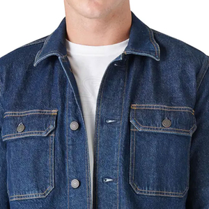 Long Sleeve Stand Collar 100% Cotton Spring Quick Dry High Quality Customized Finished <b>Casual</b> <b>Men</b> Jeans <b>Jacket</b> - Product Image 3