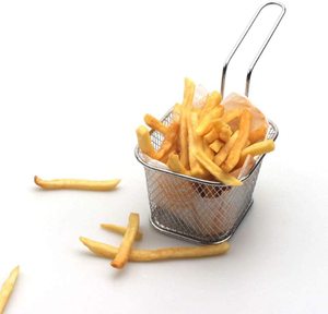 Best Selling Company's Square <b>Stainless</b> <b>Steel</b> Mesh Fry Basket Tabletop French Potato Chips Serving Bucket Metal Item - Product Image 1