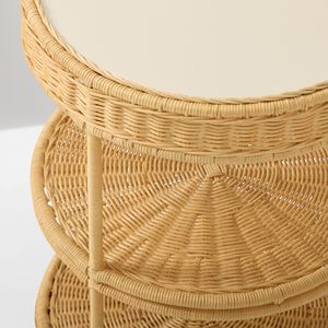 Elegant Rattan <b>Kids</b> Side Table Woven <b>Storage</b> Shelf Decorative Nursery Furniture Perfect For Playroom Bedroom Decor - Product Image 3