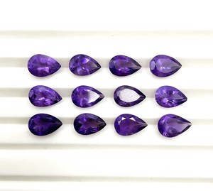 Natural African Amethyst Pear Cut Shape Loose Gemstone Sizes 3-9 MM, Purple Semi-Precious Stone for Jewelry Making - Product Image 1