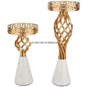 Ensemble de porte-bougies en acier inoxydable argenté brillant poli avec base en bois pour la décoration de table à la maison et à l'hôtel - Product Image 6