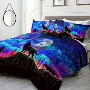 Set di 4 Pezzi Copripiumino 3D con Tre Lupi che Urlano, Morbido e Confortevole, Misura Grande, Cultura Tradizionale Misteriosa, Adatto anche per Divano - Product Image 2