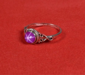 Bague Étoile en Rubis Rose, Bague Étoile Vintage à 6 Rayons en Rubis, Bague Délicate, Bague de Fiançailles Lindy Star en Argent Sterling, Bague Étoile en Rubis Argentée pour Cadeau - Product Image 3
