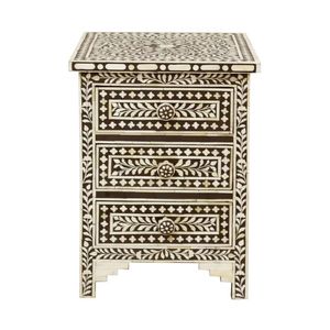 Elegante Gabinete Lateral Decorativo con Incrustaciones de Hueso, Mueble de Almacenamiento de Madera Hecho a Mano con Patrón Artesanal - Product Image 3
