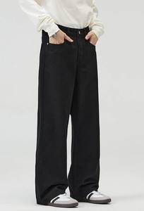 Pantalones Vaqueros de Mezclilla para Hombre, Estilo Nuevo, de Algodón y Spandex, con Lavado Oscuro Láser, Cintura Media, Cierre de Cremallera, Pierna Ancha y Corte Holgado - Product Image 5