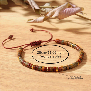 Pulsera de macramé ajustable con cuentas de diamantes de imitación de cristal hecha a mano - Product Image 4